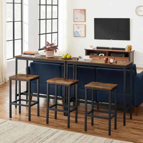  VASAGLE Tavolo Alto, Set Di Tavolo E Sgabelli Da Bar, Tavolo Da Colazione Con Sgabelli, Set Di 2, Struttura In Acciaio Industriale, Marrone Vintage E Nero Da SONGMICS