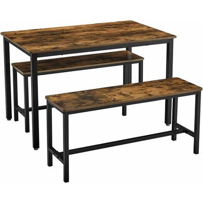 Songmics VASAGLE Set Di Tavolo Da Pranzo E Panche, Tavolo Per Cucina Di 110 X 70 X 75 Cm Con 2 Sgabelli Di 97 X 30 X 50 Cm, Strutture In Acciaio, Per Sala Da Pranzo, Soggiorno, Marrone Vintage E Nero Da SONGMI