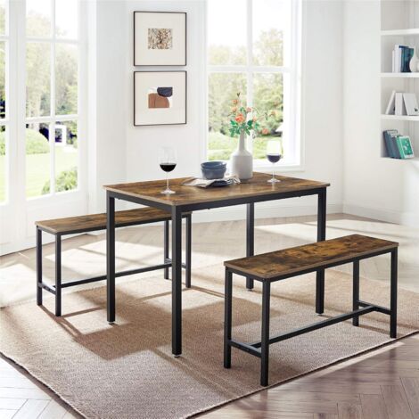 Songmics VASAGLE Set Di Tavolo Da Pranzo E Panche, Tavolo Per Cucina Di 110 X 70 X 75 Cm Con 2 Sgabelli Di 97 X 30 X 50 Cm, Strutture In Acciaio, Per Sala Da Pranzo, Soggiorno, Marrone Vintage E Nero Da SONGMI