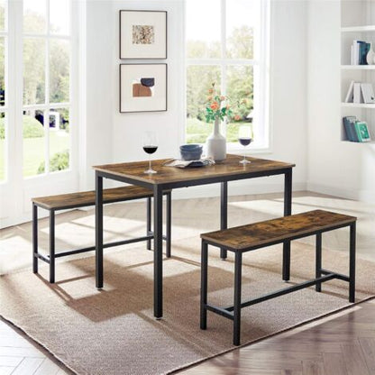 Songmics VASAGLE Set Di Tavolo Da Pranzo E Panche, Tavolo Per Cucina Di 110 X 70 X 75 Cm Con 2 Sgabelli Di 97 X 30 X 50 Cm, Strutture In Acciaio, Per Sala Da Pranzo, Soggiorno, Marrone Vintage E Nero Da SONGMI