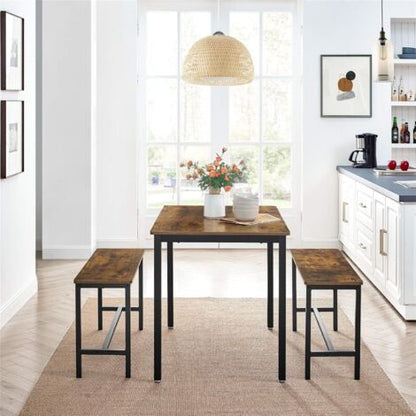 Songmics VASAGLE Set Di Tavolo Da Pranzo E Panche, Tavolo Per Cucina Di 110 X 70 X 75 Cm Con 2 Sgabelli Di 97 X 30 X 50 Cm, Strutture In Acciaio, Per Sala Da Pranzo, Soggiorno, Marrone Vintage E Nero Da SONGMI
