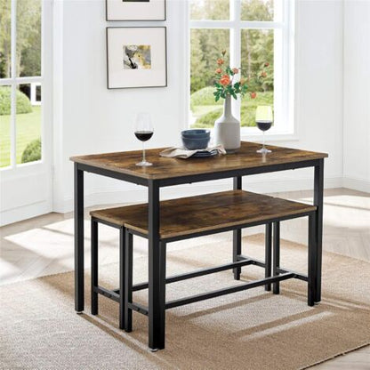 Songmics VASAGLE Set Di Tavolo Da Pranzo E Panche, Tavolo Per Cucina Di 110 X 70 X 75 Cm Con 2 Sgabelli Di 97 X 30 X 50 Cm, Strutture In Acciaio, Per Sala Da Pranzo, Soggiorno, Marrone Vintage E Nero Da SONGMI