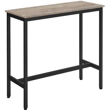 Songmics VASAGLE Tavolo Da Bar Rettangolare Stretto, Tavolo Da Cucina, Tavolo Da Pranzo Alto, Robusto Telaio In Metallo, 100 X 40 X 90 Cm, Facile Da Assemblare, Greige E Nero
