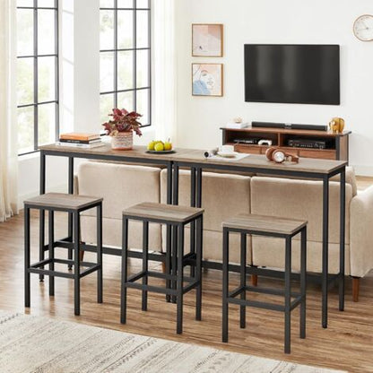 Songmics VASAGLE Tavolo Da Bar Rettangolare Stretto, Tavolo Da Cucina, Tavolo Da Pranzo Alto, Robusto Telaio In Metallo, 100 X 40 X 90 Cm, Facile Da Assemblare, Greige E Nero