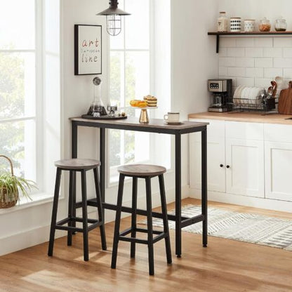 Songmics VASAGLE Tavolo Da Bar Rettangolare Stretto, Tavolo Da Cucina, Tavolo Da Pranzo Alto, Robusto Telaio In Metallo, 100 X 40 X 90 Cm, Facile Da Assemblare, Greige E Nero