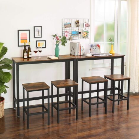  VASAGLE Tavolo Da Bar Rettangolare Stretto, Tavolo Da Cucina, Tavolo Da Pranzo Alto, Robusto Telaio In Metallo, 120 X 40 X 100 Cm, Facile Da Assemblare,Marrone Vintage E Nero Da SONGMICS