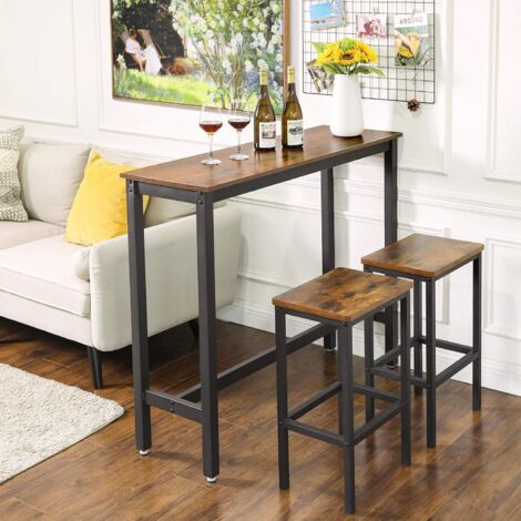  VASAGLE Tavolo Da Bar Rettangolare Stretto, Tavolo Da Cucina, Tavolo Da Pranzo Alto, Robusto Telaio In Metallo, 120 X 40 X 100 Cm, Facile Da Assemblare,Marrone Vintage E Nero Da SONGMICS