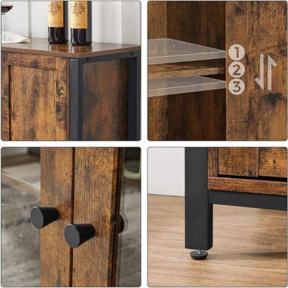  VASAGLE Mobiletto Multiuso, Armadietto, Credenza A 3 Ante, Per Cucina, Sala Da Pranzo, Salotto, 110 X 33 X 75 Cm, Stile Industriale, Marrone Vintage E Nero Da SONGMICS