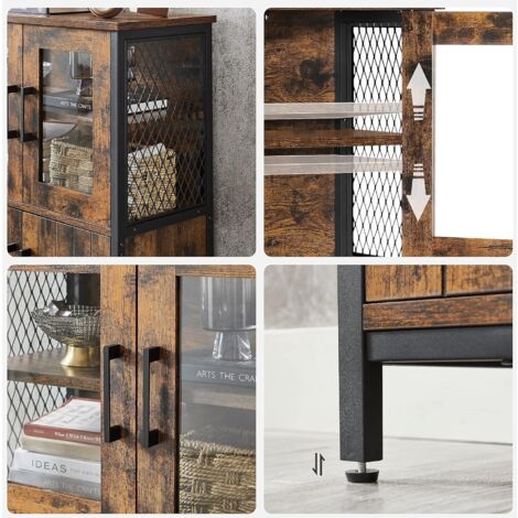  VASAGLE Mobiletto Multiuso, Armadietto, Credenza, Ripiano Regolabile, Mobile Da Bagno, Struttura In Acciaio, Per Salotto Cucina, Stile Industriale, Marrone Vintage E Nero Da SONGMICS