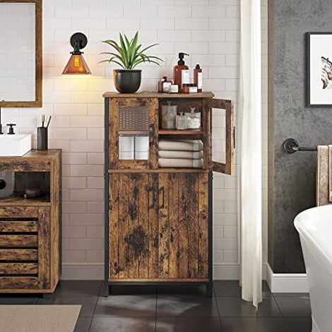  VASAGLE Mobiletto Multiuso, Armadietto, Credenza, Ripiano Regolabile, Mobile Da Bagno, Struttura In Acciaio, Per Salotto Cucina, Stile Industriale, Marrone Vintage E Nero Da SONGMICS