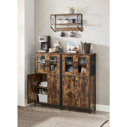  VASAGLE Mobiletto Multiuso, Armadietto, Credenza, Ripiano Regolabile, Mobile Da Bagno, Struttura In Acciaio, Per Salotto Cucina, Stile Industriale, Marrone Vintage E Nero Da SONGMICS