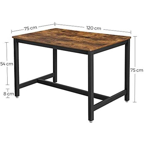 Songmics VASAGLE Tavolo Da Pranzo 4 Posti, Tavolo Per Cucina, 120 X 75 X 75 Cm, Struttura Resistente In Metallo, Stile Industriale, Per Sala Da Pranzo Soggiorno, Marrone Vintage