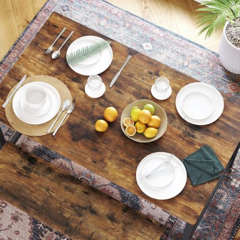 Songmics VASAGLE Tavolo Da Pranzo 4 Posti, Tavolo Per Cucina, 120 X 75 X 75 Cm, Struttura Resistente In Metallo, Stile Industriale, Per Sala Da Pranzo Soggiorno, Marrone Vintage