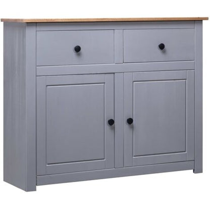  Credenza Grigia 93x40x80 Cm In Legno Massello Di Pino Panama