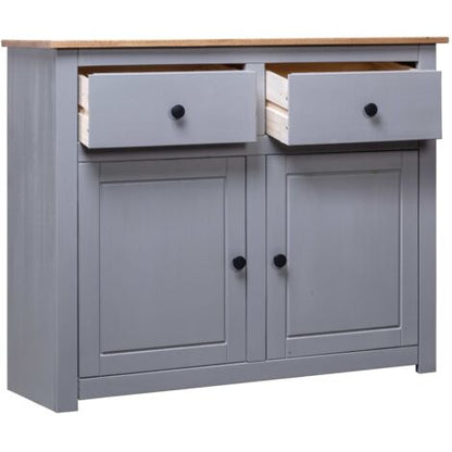  Credenza Grigia 93x40x80 Cm In Legno Massello Di Pino Panama