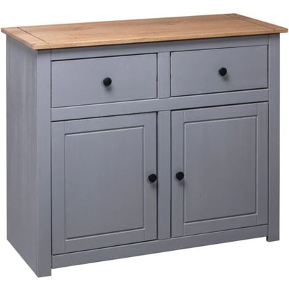  Credenza Grigia 93x40x80 Cm In Legno Massello Di Pino Panama