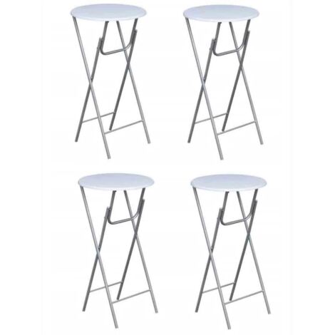  Tavoli Da Bar Set 4 Pz Con Ripiano In MDF Bianco