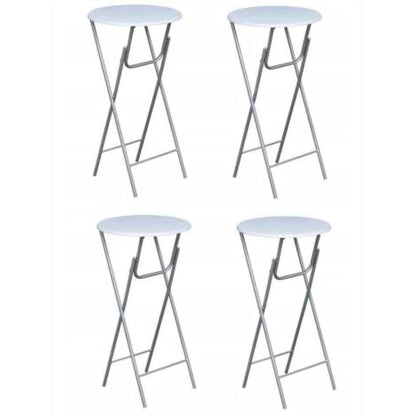  Tavoli Da Bar Set 4 Pz Con Ripiano In MDF Bianco