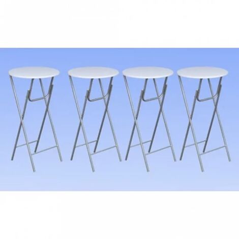  Tavoli Da Bar Set 4 Pz Con Ripiano In MDF Bianco