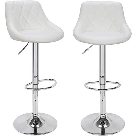  Set 2 Sgabelli Cucina Seduta Pelle Imbottita Sgabello Girevole Casa Bar Bianco