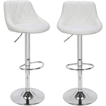  Set 2 Sgabelli Cucina Seduta Pelle Imbottita Sgabello Girevole Casa Bar Bianco