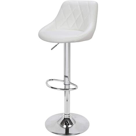  Set 2 Sgabelli Cucina Seduta Pelle Imbottita Sgabello Girevole Casa Bar Bianco