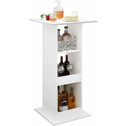  WOLTU Tavolo Da Bar Quadrato. Tavolino Alto E Stretto Con 3 Ripiani. Tavolo Alto Da Cucina. Sala Da Pranzo. Bistrot. In Truciolare. 60x60x112cm. Bianco