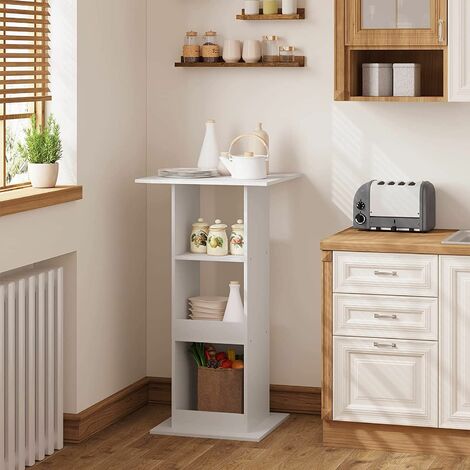  WOLTU Tavolo Da Bar Quadrato. Tavolino Alto E Stretto Con 3 Ripiani. Tavolo Alto Da Cucina. Sala Da Pranzo. Bistrot. In Truciolare. 60x60x112cm. Bianco