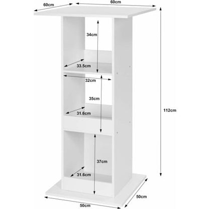  WOLTU Tavolo Da Bar Quadrato. Tavolino Alto E Stretto Con 3 Ripiani. Tavolo Alto Da Cucina. Sala Da Pranzo. Bistrot. In Truciolare. 60x60x112cm. Bianco
