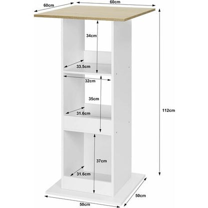  WOLTU Tavolo Da Bar Quadrato. Tavolino Alto E Stretto Con 3 Ripiani. Tavolo Alto Da Cucina. Sala Da Pranzo. Bistrot. In Truciolare. 60x60x112cm. Legno Chiaro E Bianco