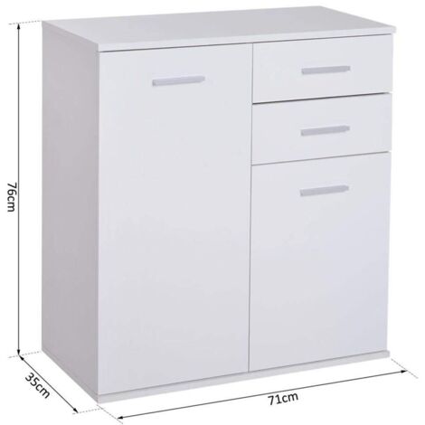  Mobile Madia Con Cassetti Ante 2 Ripiani Mobiletto Credenza Cucina Bagno Moderna