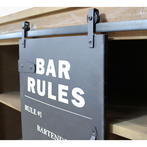  Mobile Credenza Madia Da Interno Bar In Acciaio E Legno Con Ruote Scomparto A 12 Posti Per Bottiglie E Anta Scorrevole No Rules