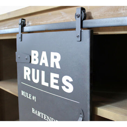  Mobile Credenza Madia Da Interno Bar In Acciaio E Legno Con Ruote Scomparto A 12 Posti Per Bottiglie E Anta Scorrevole No Rules