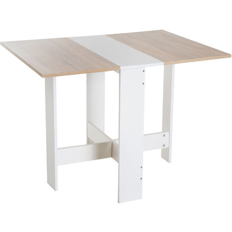  Homcom Tavolo Da Pranzo Moderno Salvaspazio Bianco Rovere, 103x76x73.5cm