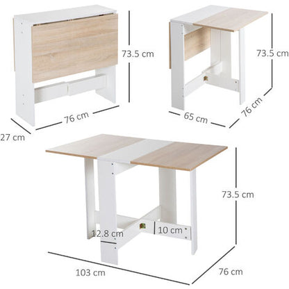  Homcom Tavolo Da Pranzo Moderno Salvaspazio Bianco Rovere, 103x76x73.5cm