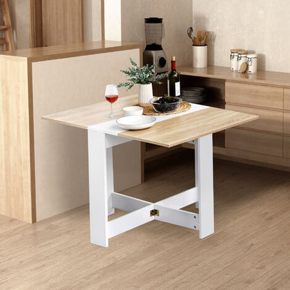  Homcom Tavolo Da Pranzo Moderno Salvaspazio Bianco Rovere, 103x76x73.5cm