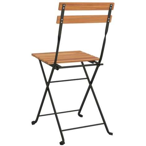 Set Di 4 Sedie Da Bistrò Pieghevoli Sedie Da Giardino Poltrona Outdoor Legno Massello Teak E Acciaio ITD55268